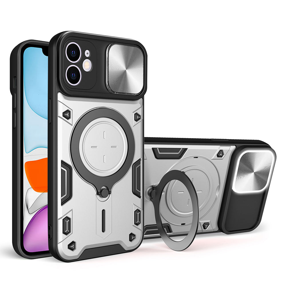 For iPhone 11 Slide Camera Lid Anti-drop Cover PC + TPU Phone Case with Rotatable Kickstand For iPhone 11 Slide Camera Lid Anti-drop Cover PC + TPU Phone Case with Rotatable Kickstand